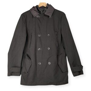 ALFANI Slim Fit Coat Men’s Small Black Double Breasted Peacoat Jacket Travel